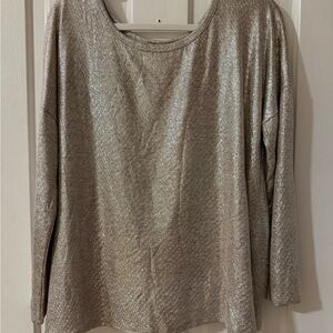 Silver & Gold Shine Shimmer Metallic Cross Twist Open Back Blouse